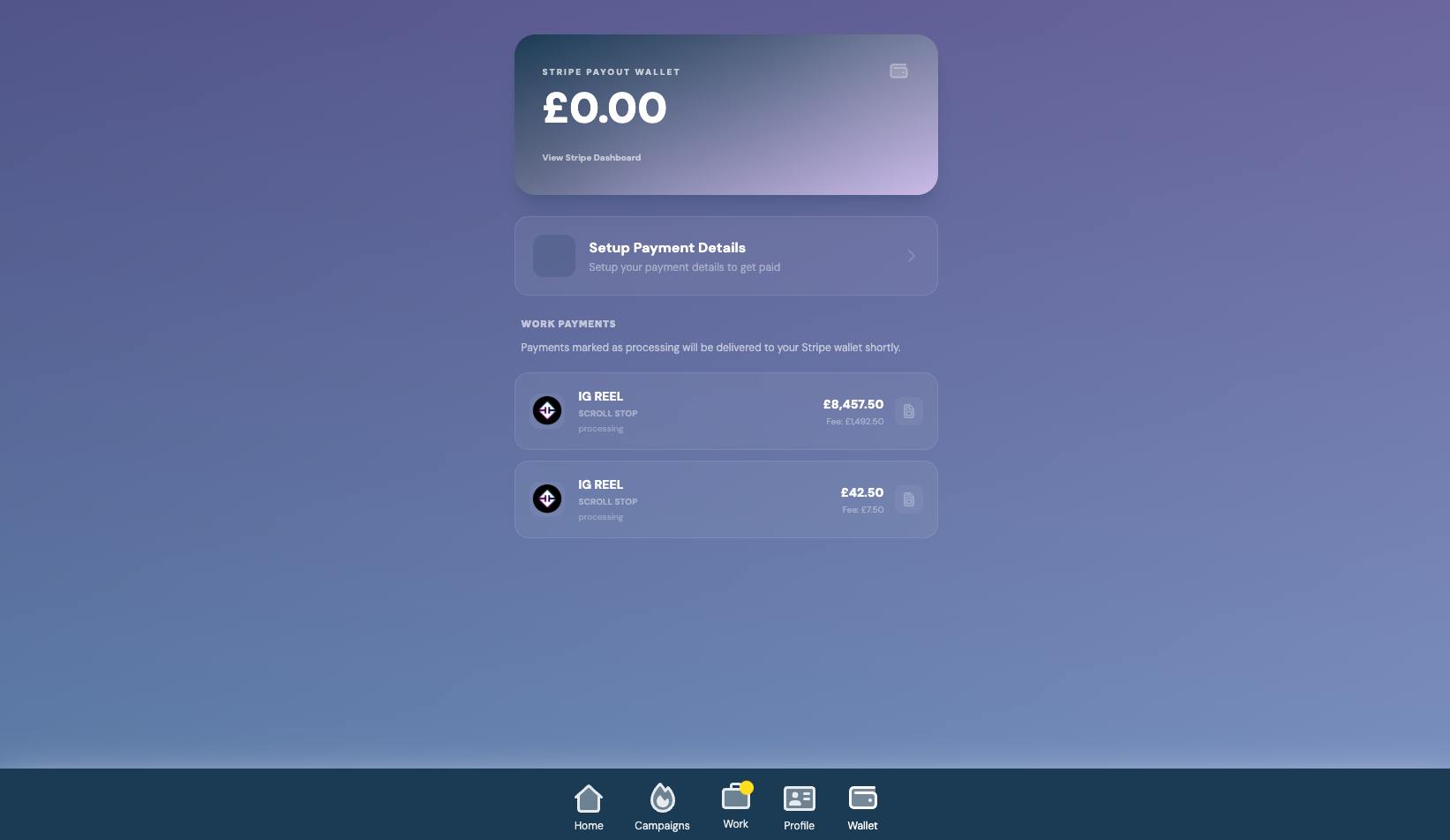 Guaranteed Payouts interface preview